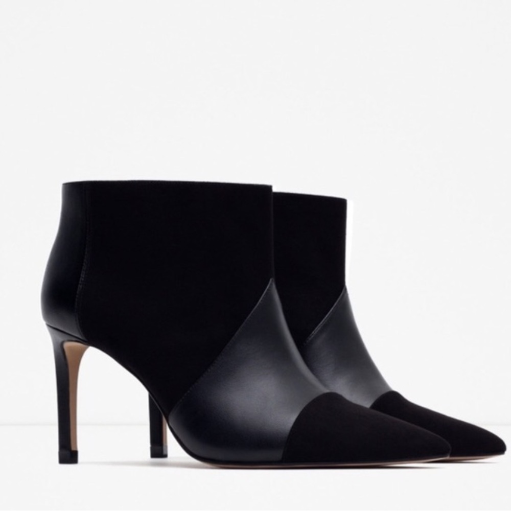 ZARA ANKLE STILETTO BLACK BOOTS BRAND NEW WITH TAGS US 6.5 EUR 37